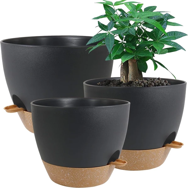 Amazon.com : UOUZ Large Self Watering Pots, 12/10/9 Plastic Planters with High Drainage Holes and Deep Reservoir for Indoor