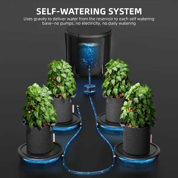 Spider Farmer 4-Pack Gravity-Fed Silent Self-Watering System Kits for Indoor Grow Tents & Greenhouses